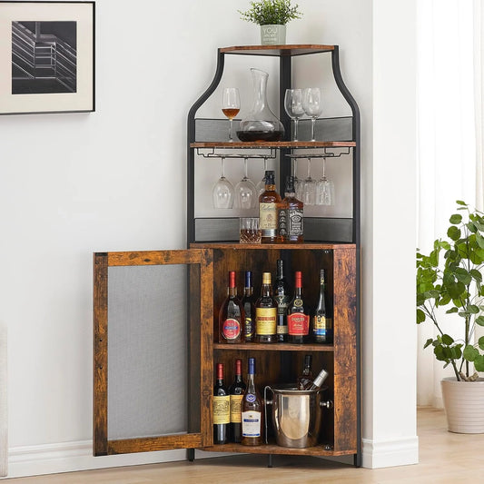 Corner Wine Cabinet with Barn Door