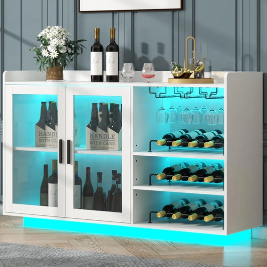 Wine Bar Cabinet with LED Lights
