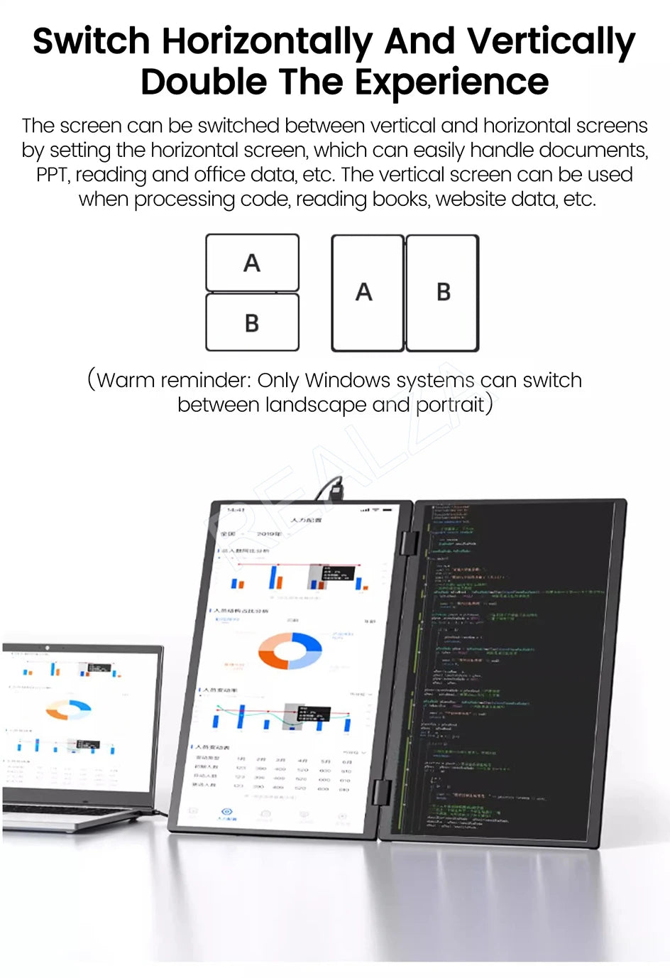 Dual Touch Screen Portable Monitor with stand