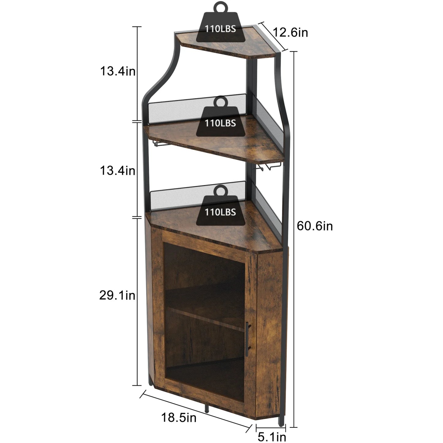 Corner Wine Cabinet with Barn Door