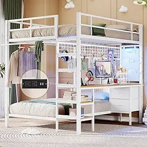 Full Size Over Twin Bunk Beds with Desk