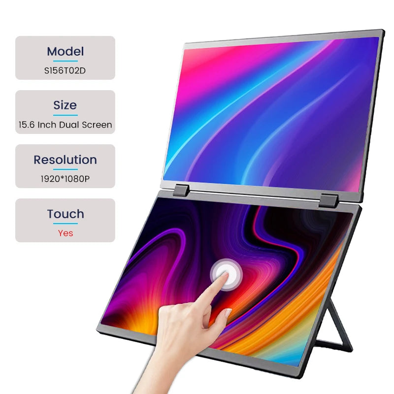 Dual Touch Screen Portable Monitor with stand