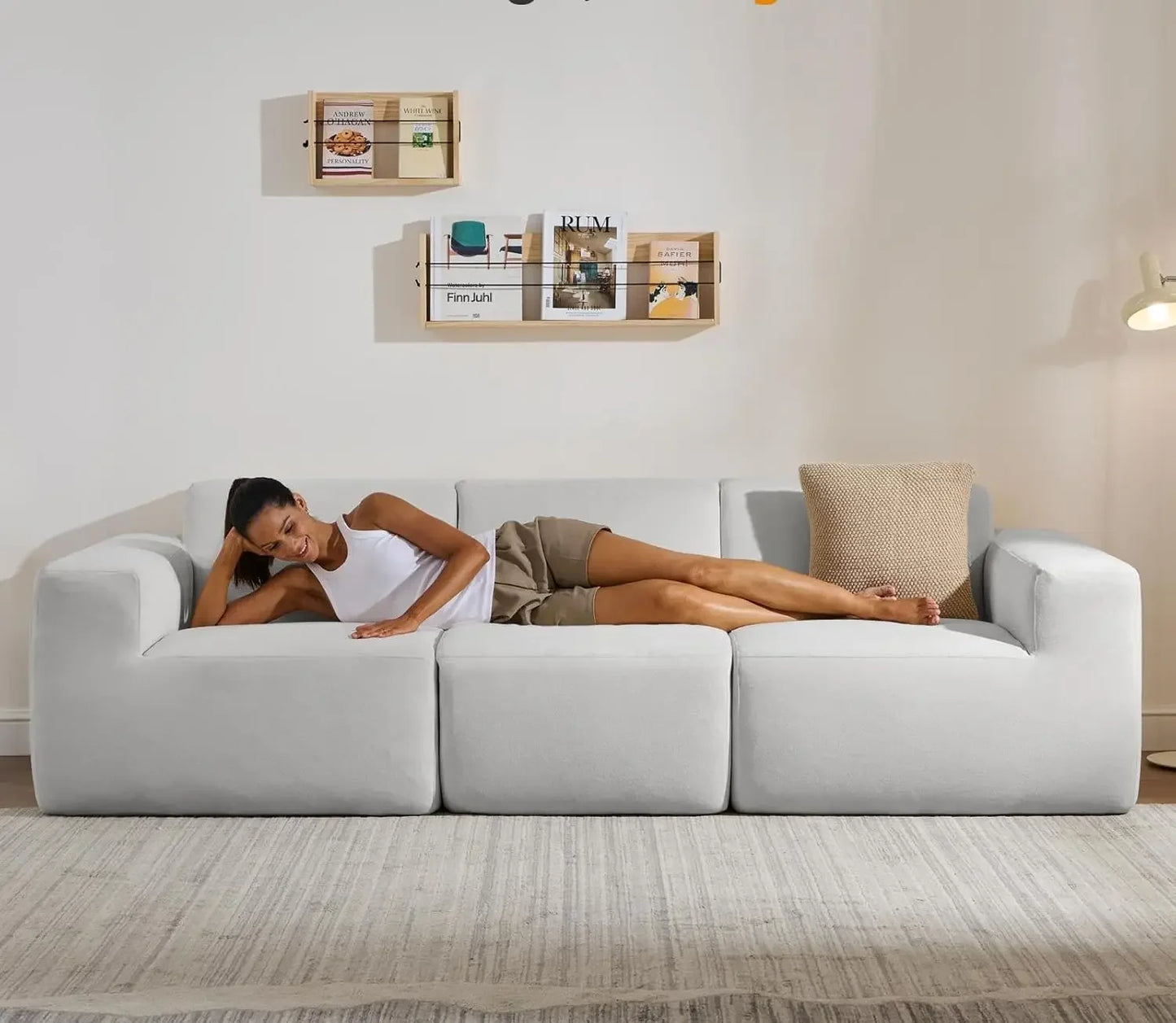 Modular Sectional Sofa,101" Grey Polyester 3-Seater , Deep Seat & Wide Armrest, Perfect for Living Room & Apartment