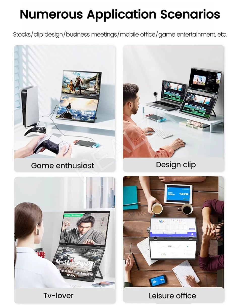 Dual Touch Screen Portable Monitor with stand