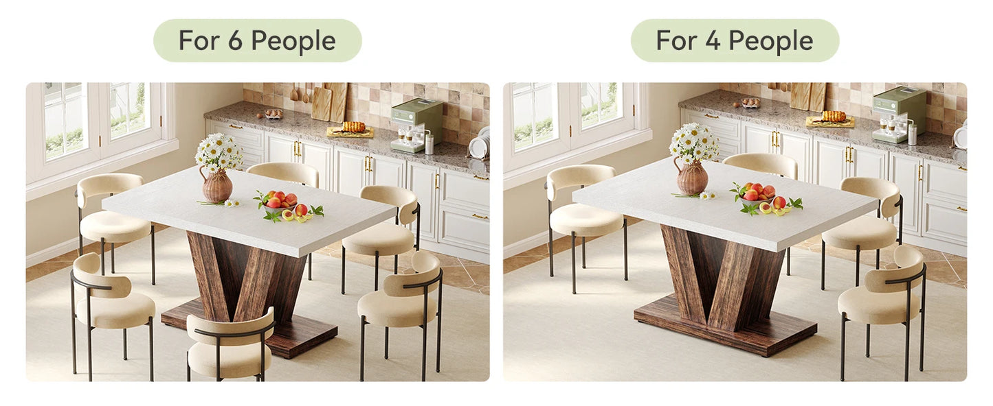 LITTLE TREE 47 Inches Dining Table for 4, Modern Dining Room Tables, White Rectangle Table for Dining Room, Kitchen, Living Room