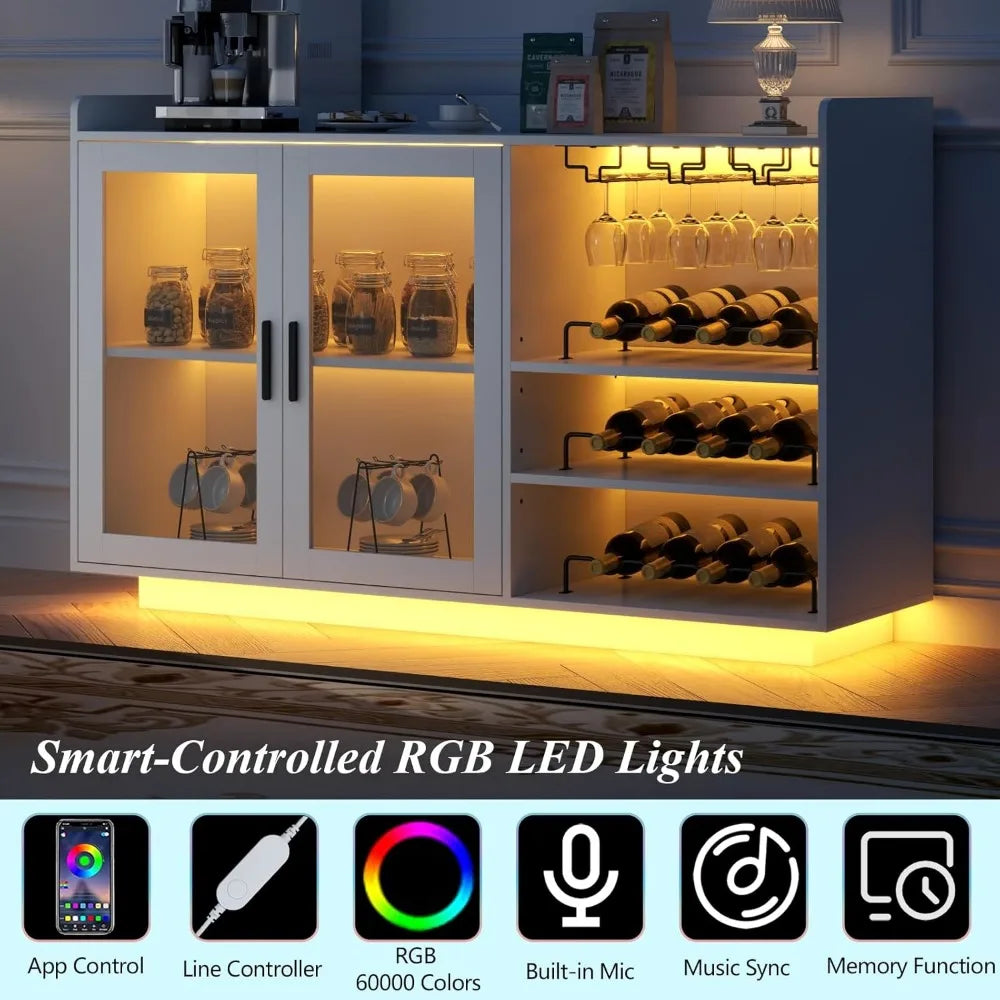 Wine Bar Cabinet with LED Lights