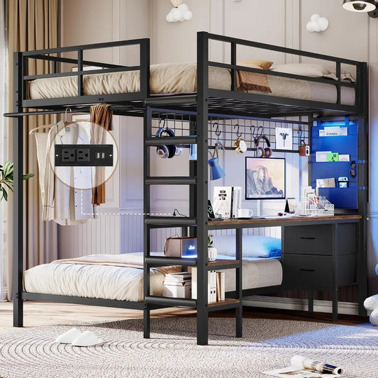 Full Size Over Twin Bunk Beds with Desk