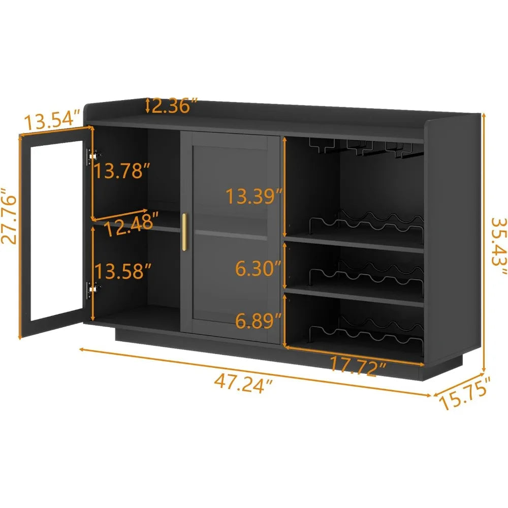 Wine Bar Cabinet with LED Lights
