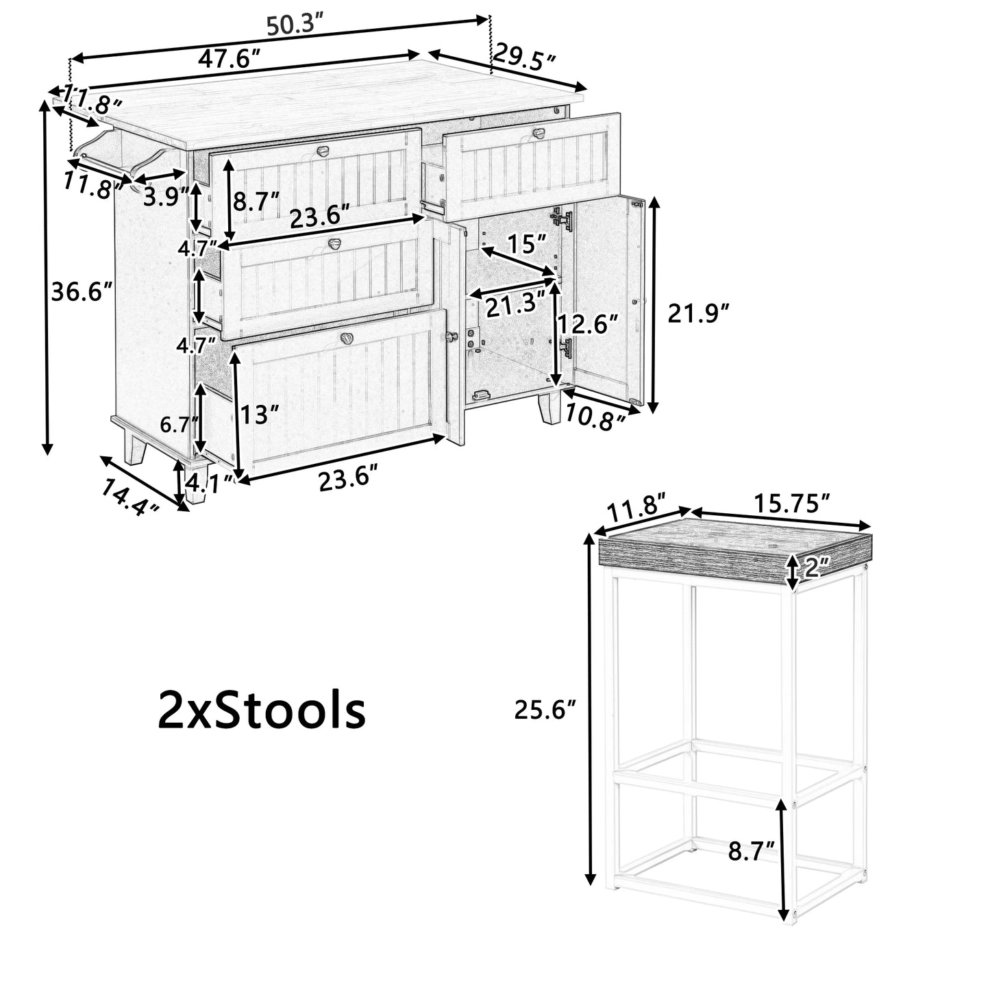 Farmhouse Kitchen Island Set