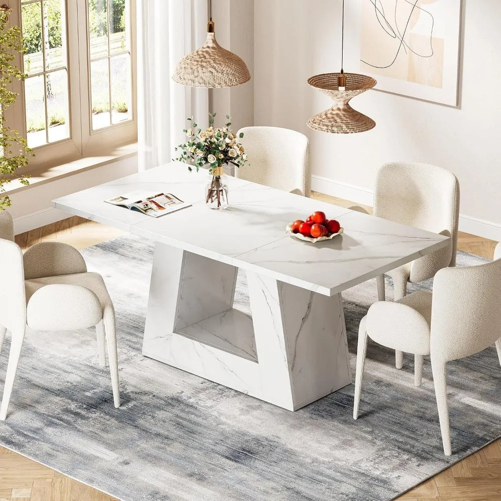 Modern Faux Marble Dining Table