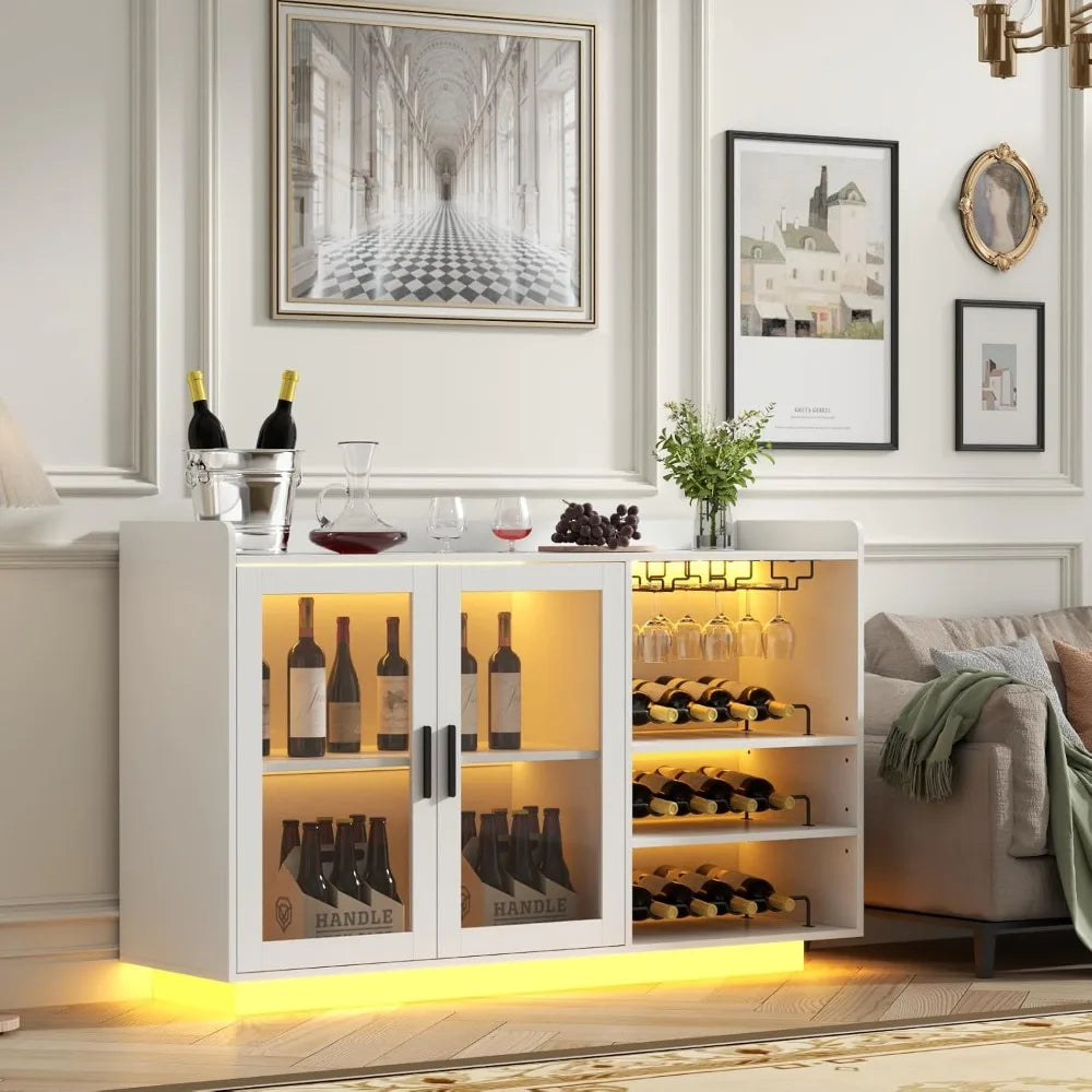 Wine Bar Cabinet with LED Lights