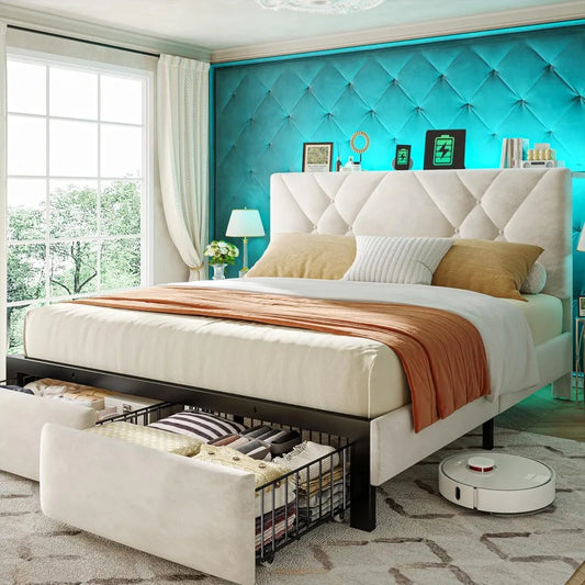 Queen Platform Bed Frame with LEDs