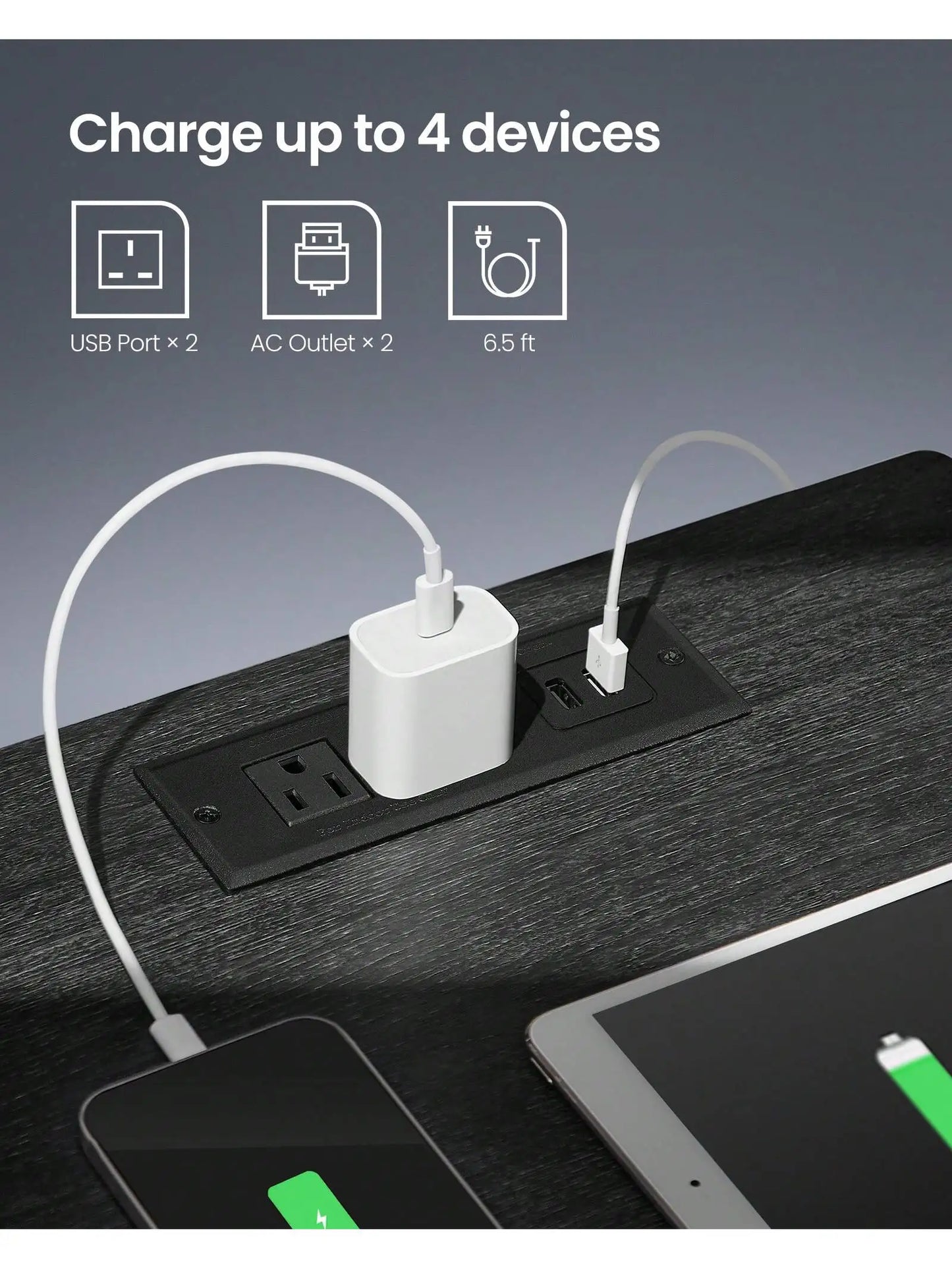 LED Nightstand With Charging Station