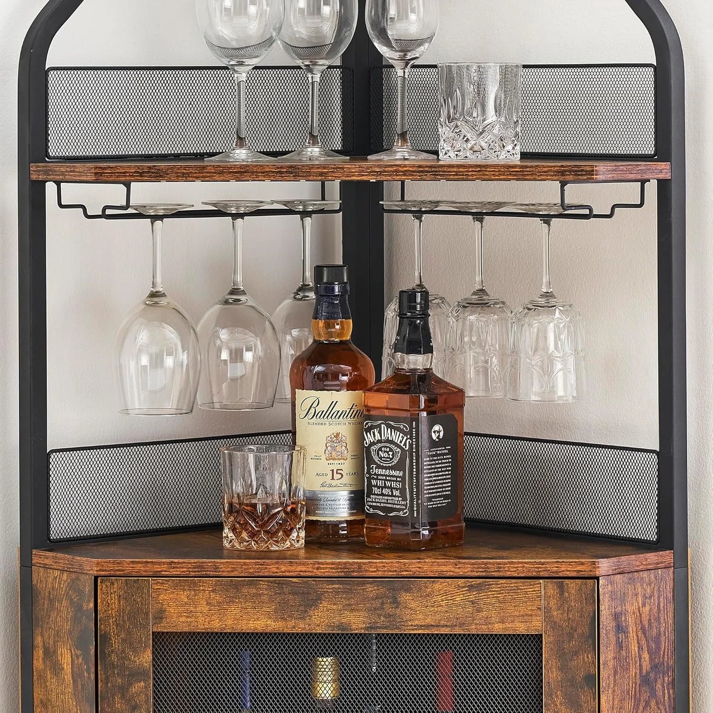 Corner Wine Cabinet with Barn Door