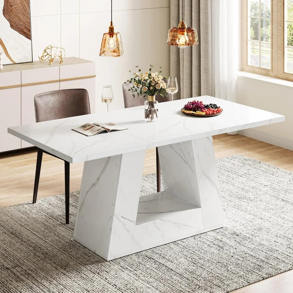 Modern Faux Marble Dining Table
