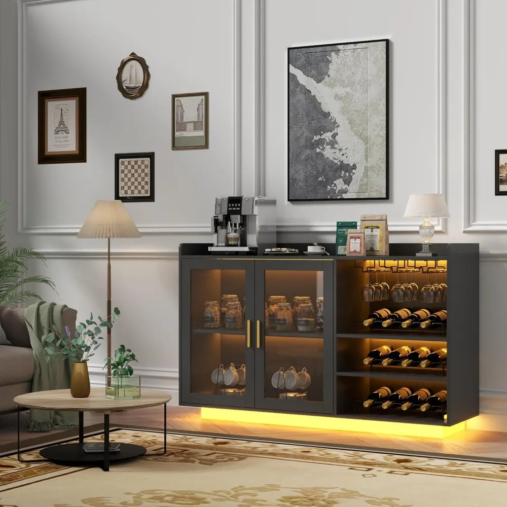 Wine Bar Cabinet with LED Lights