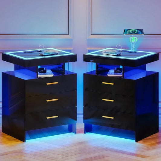 Set of 2 LED Nightstands