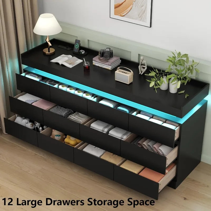 12 Drawer Dresser with LED Lights