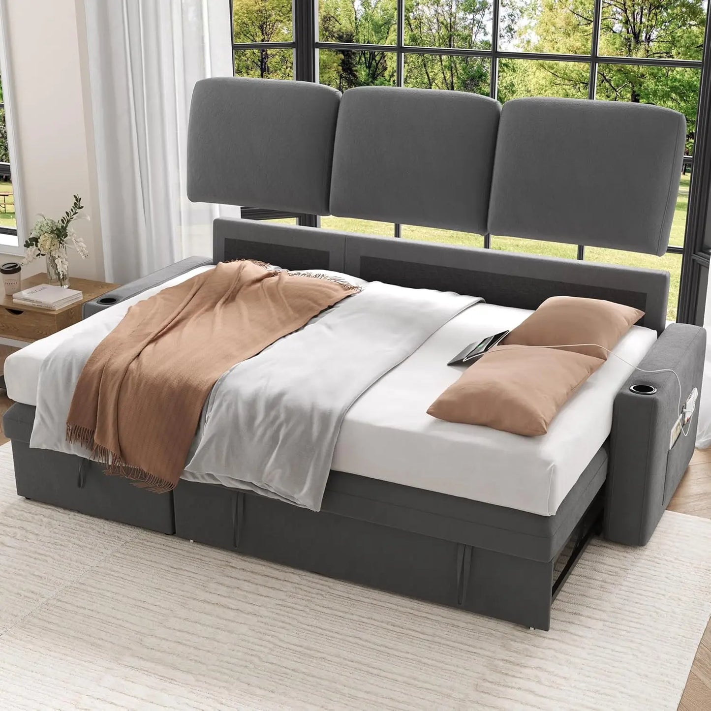 Convertible Sofa Bed with Storage Chaise