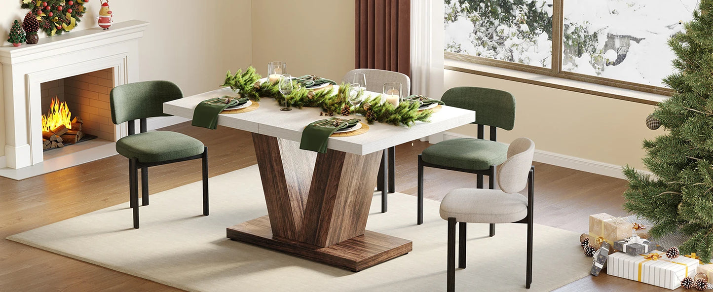 LITTLE TREE 47 Inches Dining Table for 4, Modern Dining Room Tables, White Rectangle Table for Dining Room, Kitchen, Living Room
