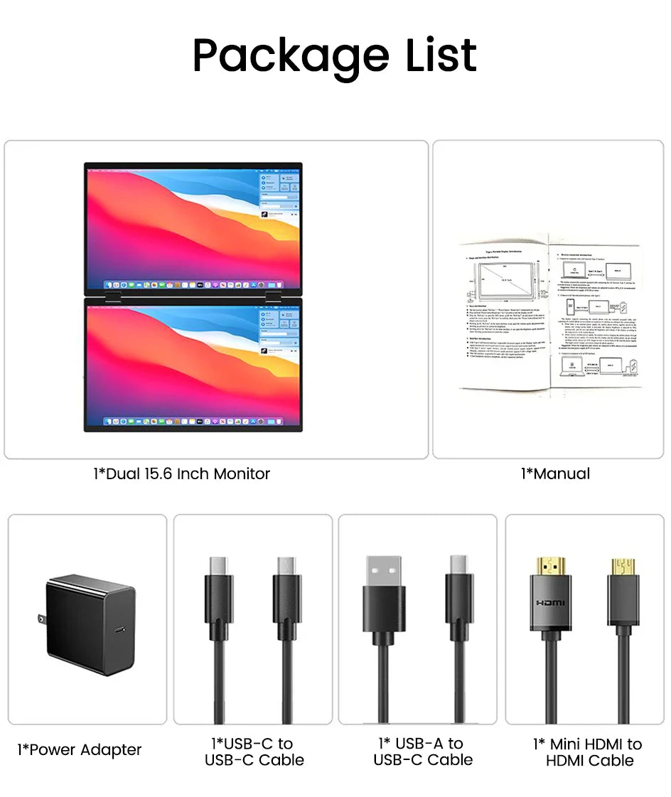 Dual Touch Screen Portable Monitor with stand