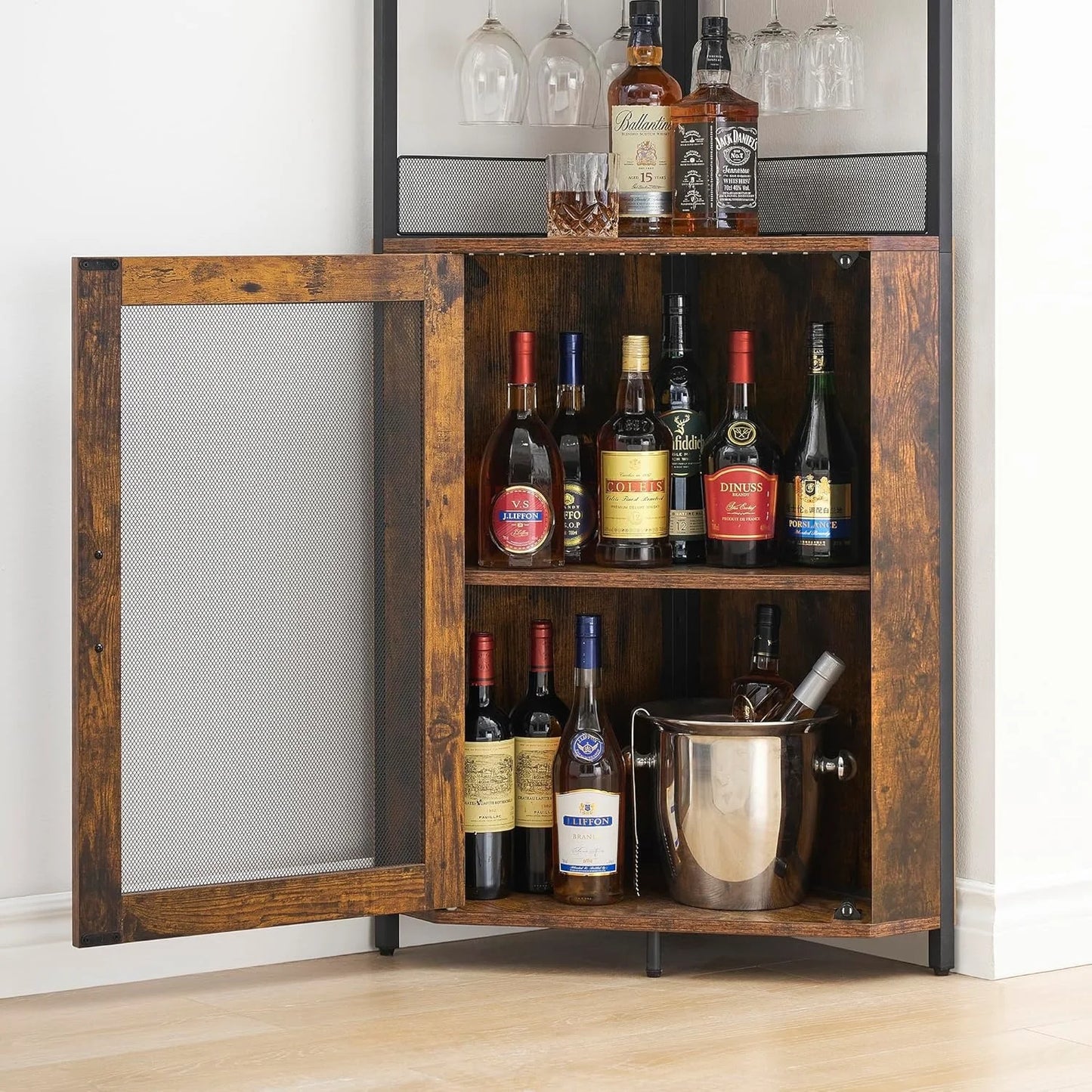 Corner Wine Cabinet with Barn Door