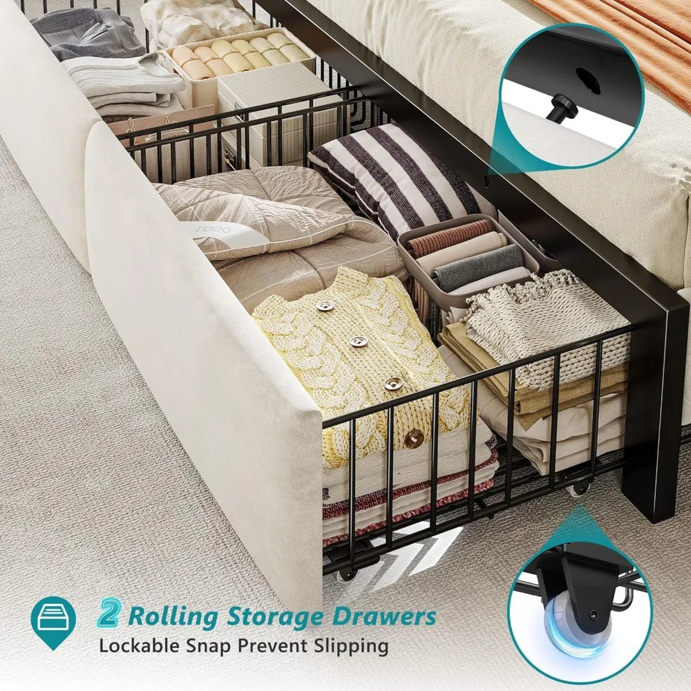 Queen Platform Bed Frame with LEDs