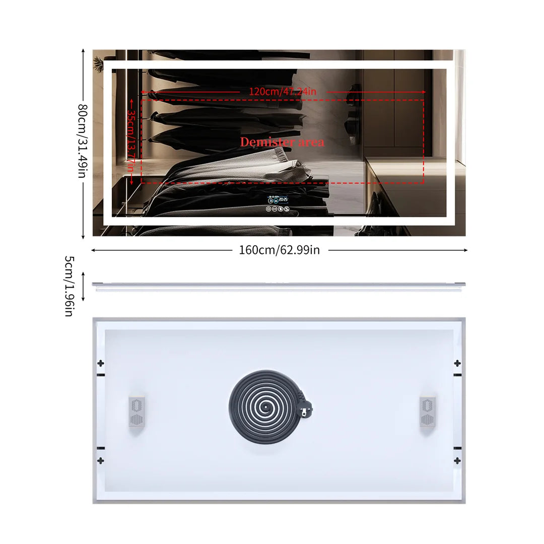 Large LED Backlight Bedroom/Bathroom Mirror