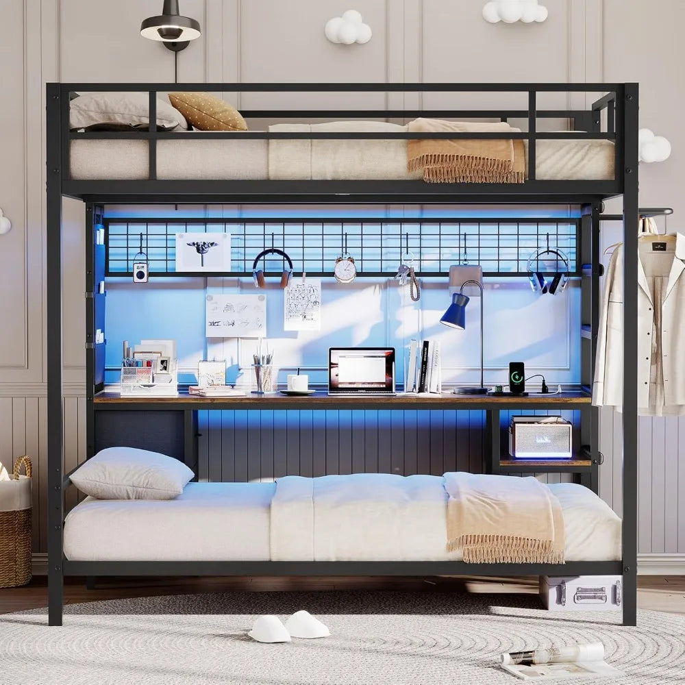 Full Size Over Twin Bunk Beds with Desk