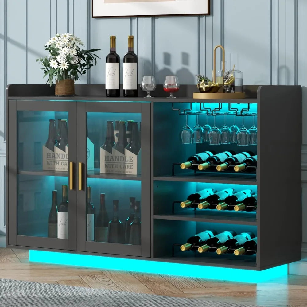 Wine Bar Cabinet with LED Lights