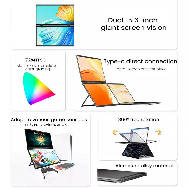 Dual Touch Screen Portable Monitor with stand