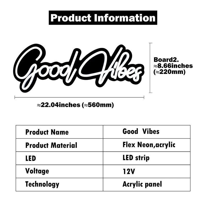 Neon Light Sign Good Vibes Only