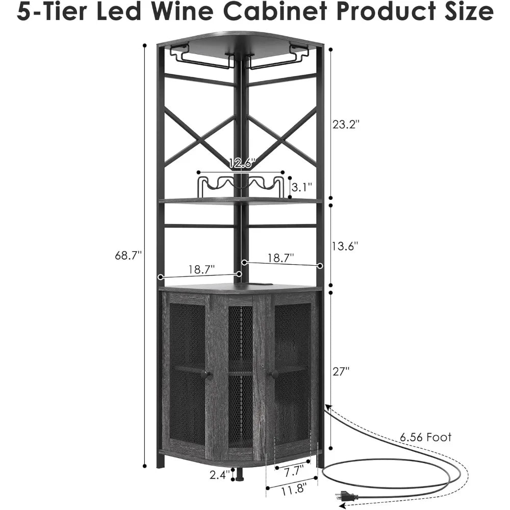 LED Corner Bar Cabinets w/Power Outlet