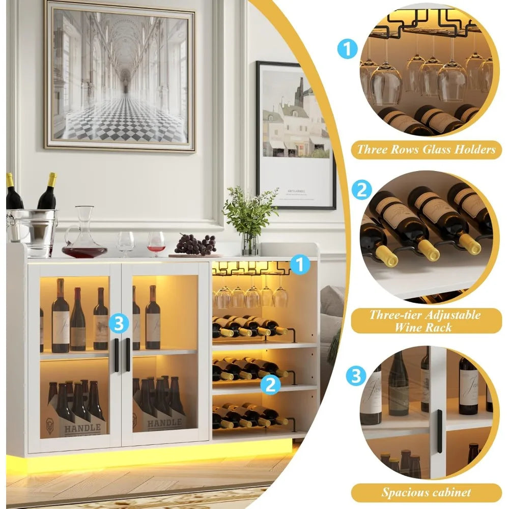 Wine Bar Cabinet with LED Lights