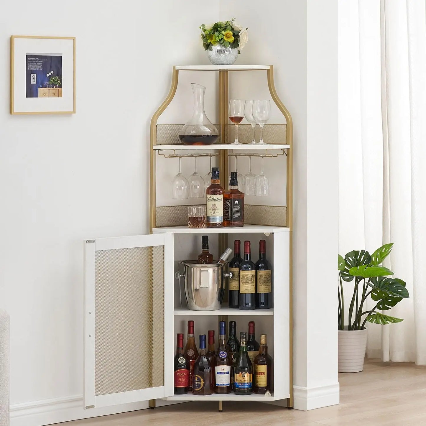 Corner Wine Cabinet with Barn Door