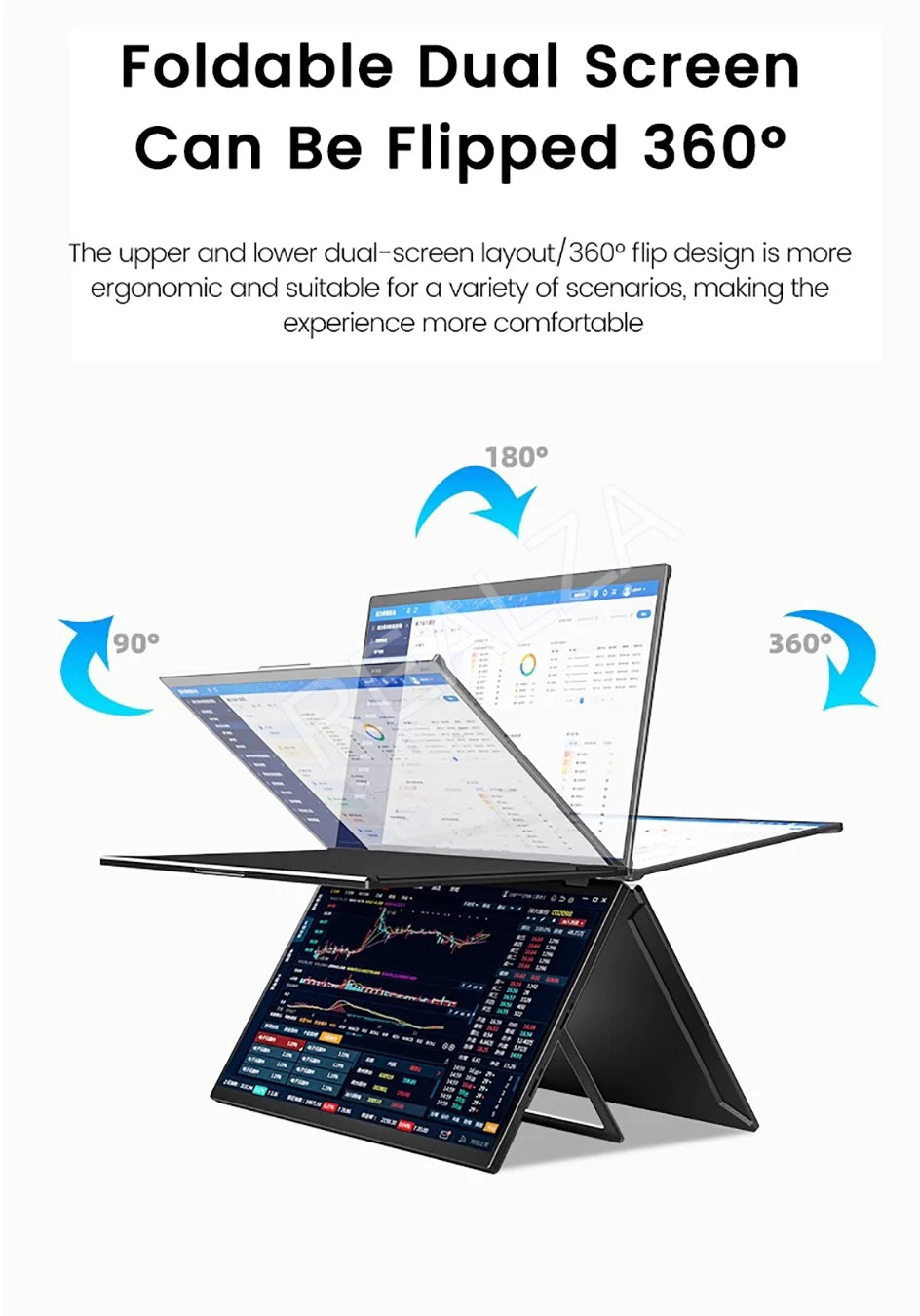 Dual Touch Screen Portable Monitor with stand