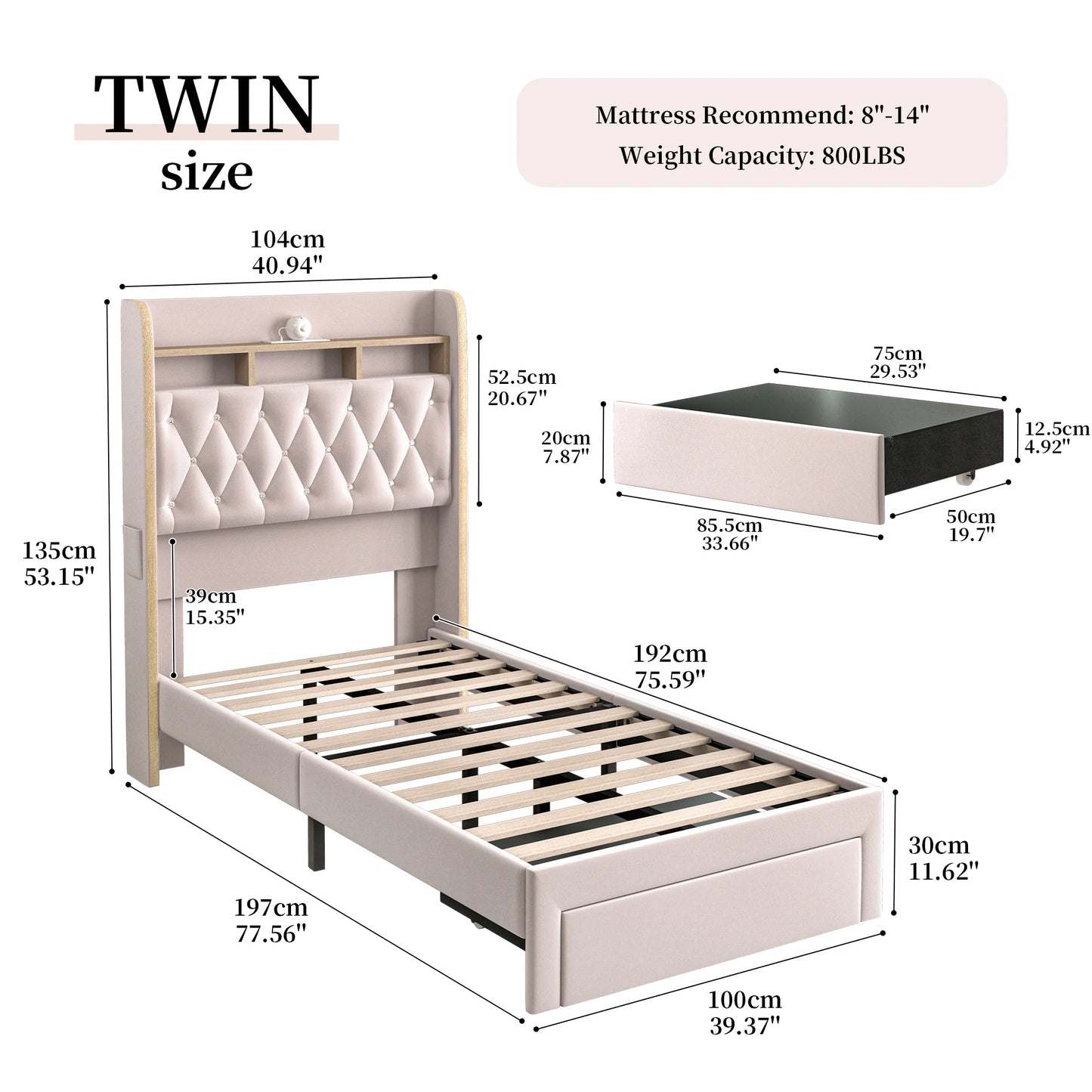 Queen LED Bed Frame with Star Projector