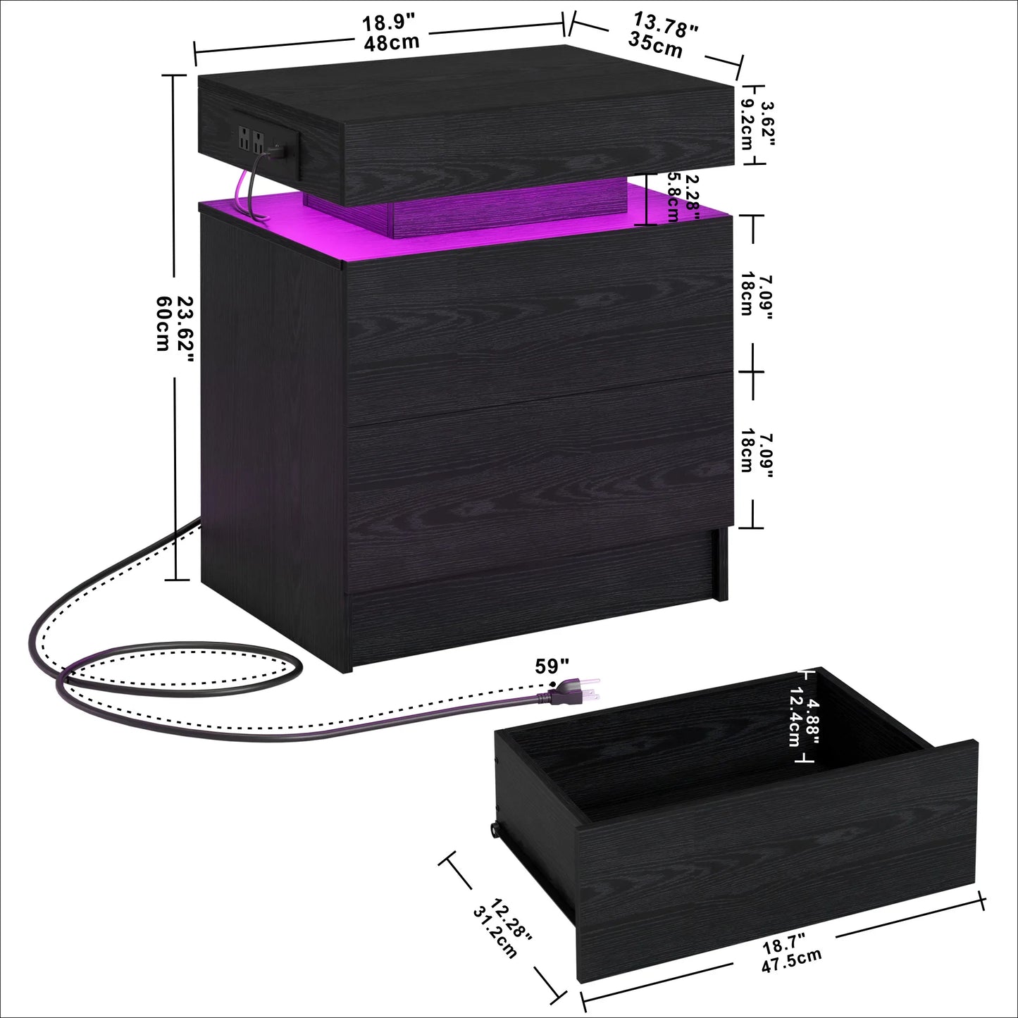 LED Modern Night Stand