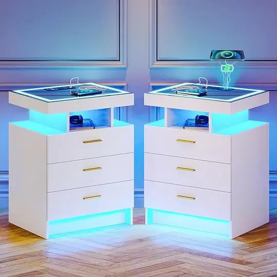 Set of 2 LED Nightstands