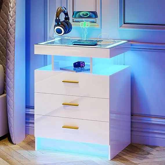Set of 2 LED Nightstands