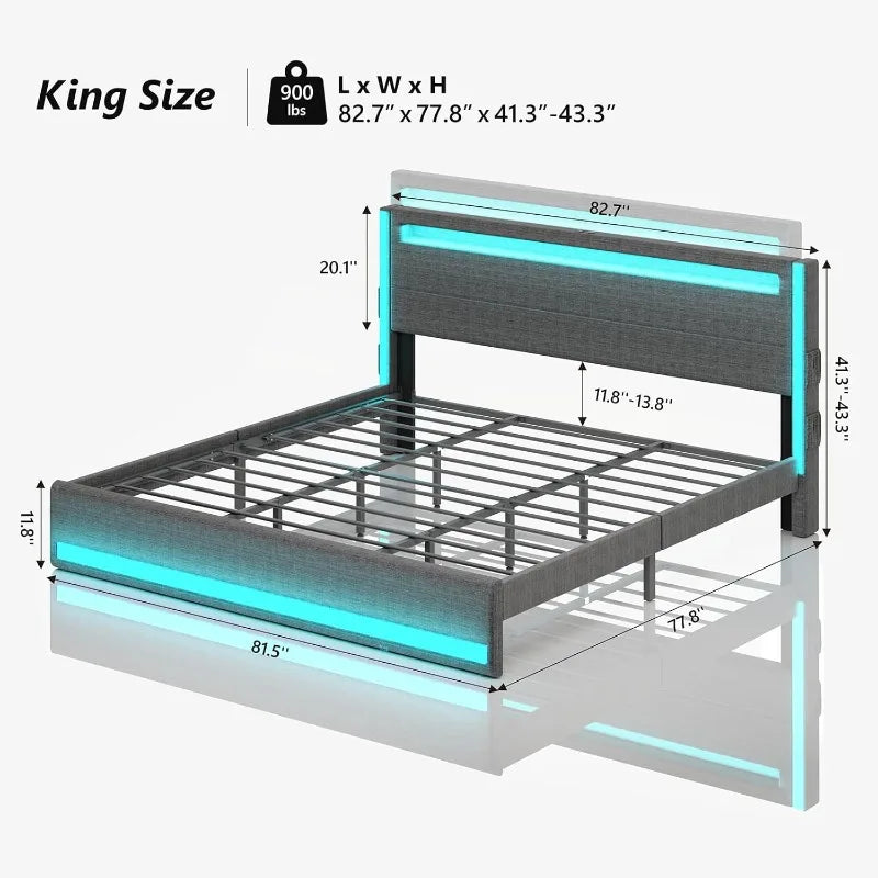 King Size Bed Frame with LEDs