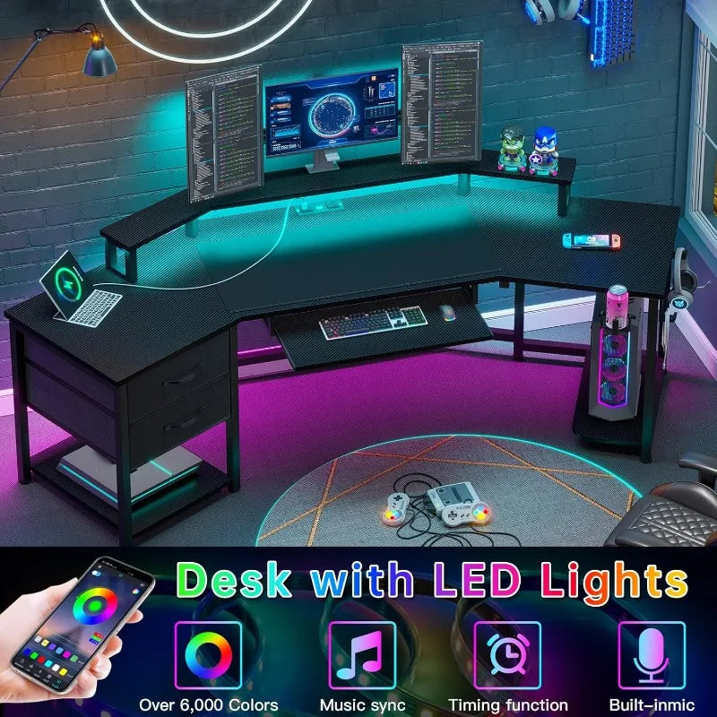 79 Inch Gaming Desk - Versatile Office Computer Desk for Ultimate Productivity - The Decor Authority