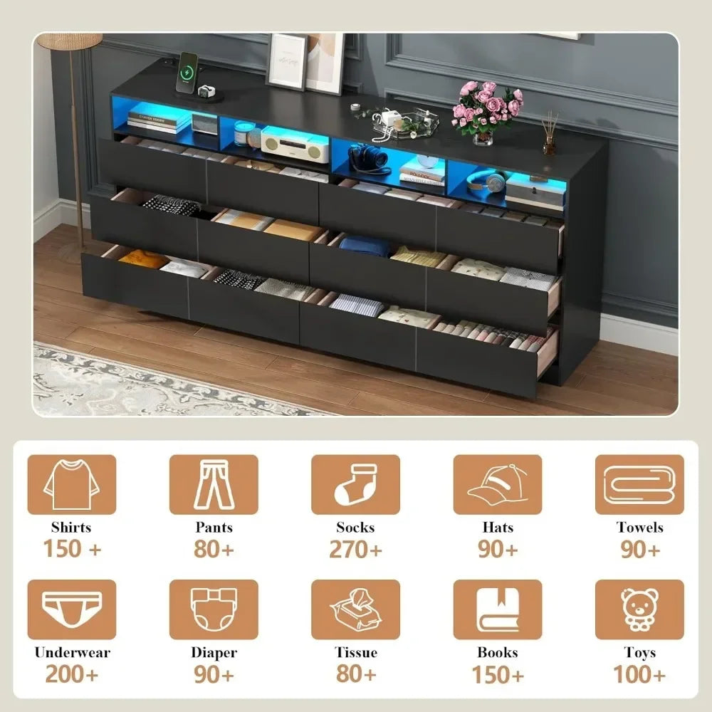 12 Drawer Dresser with LEDs