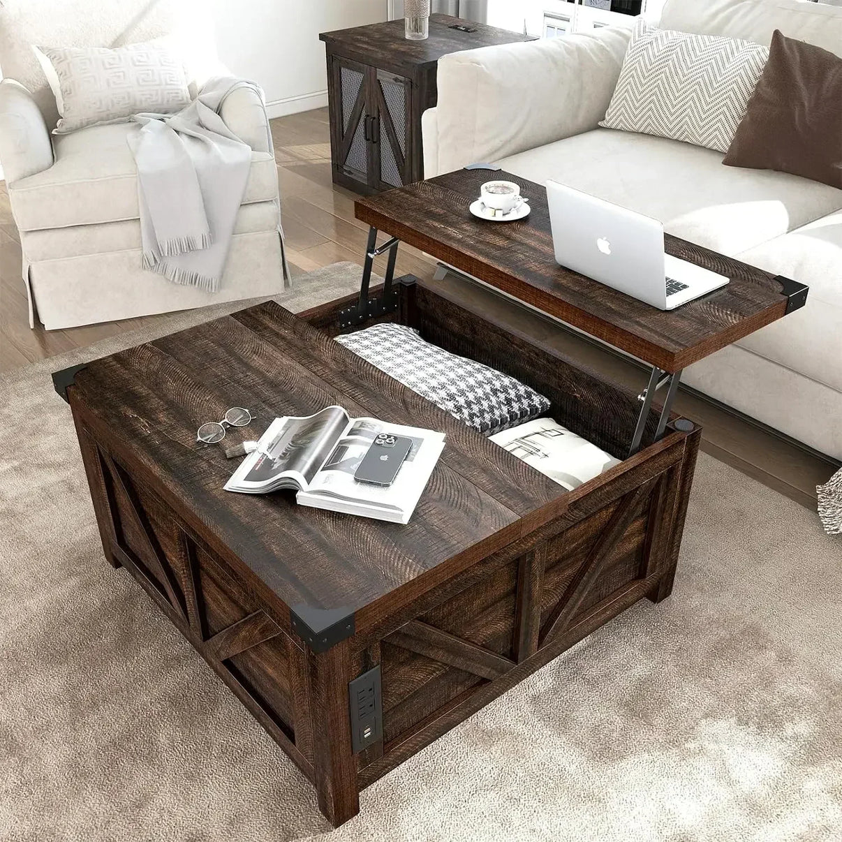 Farmhouse Lift Top Coffee Table for Rustic Home Decor - The Decor Authority