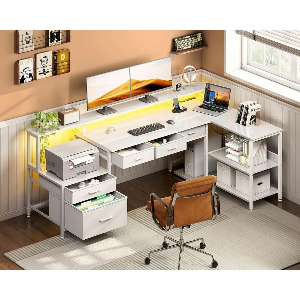 Reversible L-shaped Office and Gaming Desk