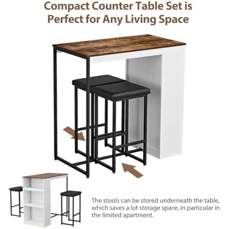 3 Piece Kitchen Table Two Stools