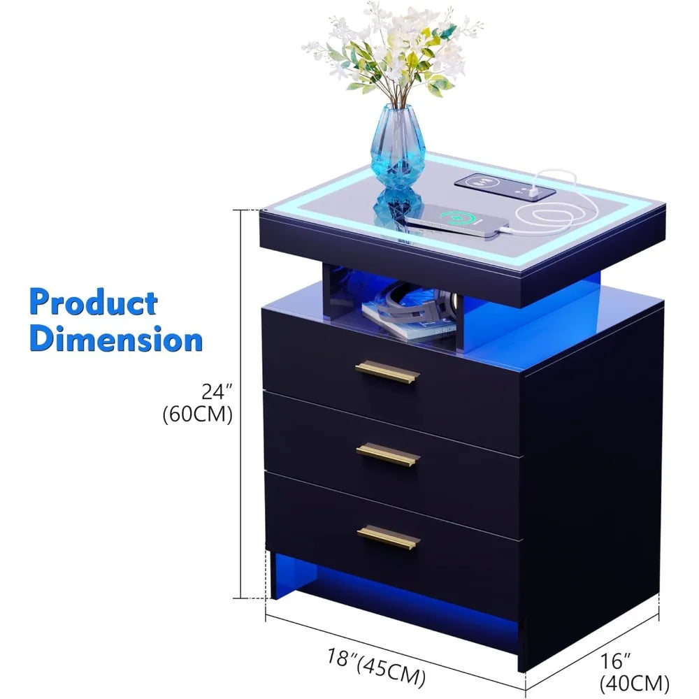 Set of 2 LED Nightstands