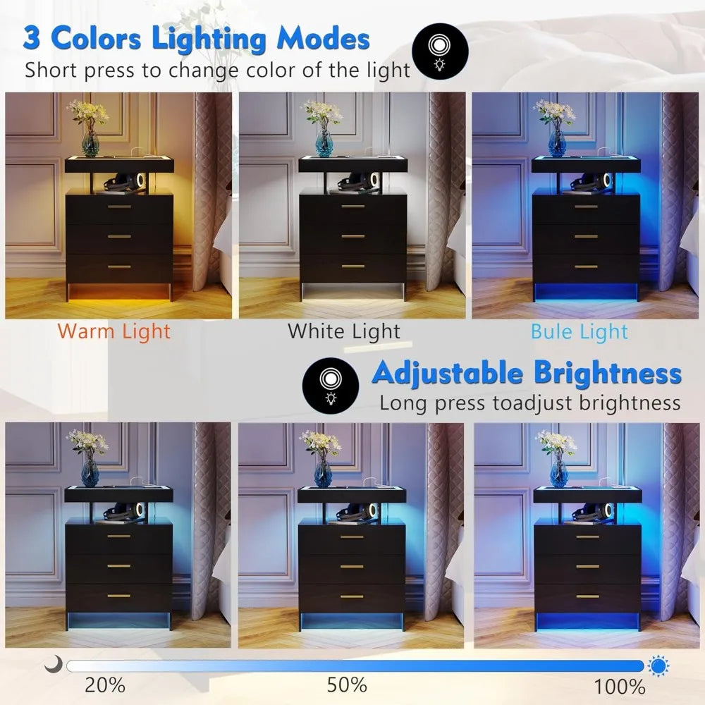 Set of 2 LED Nightstands
