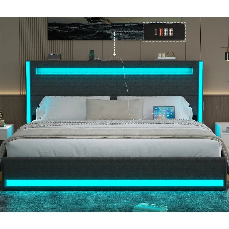 King Size Bed Frame with LEDs