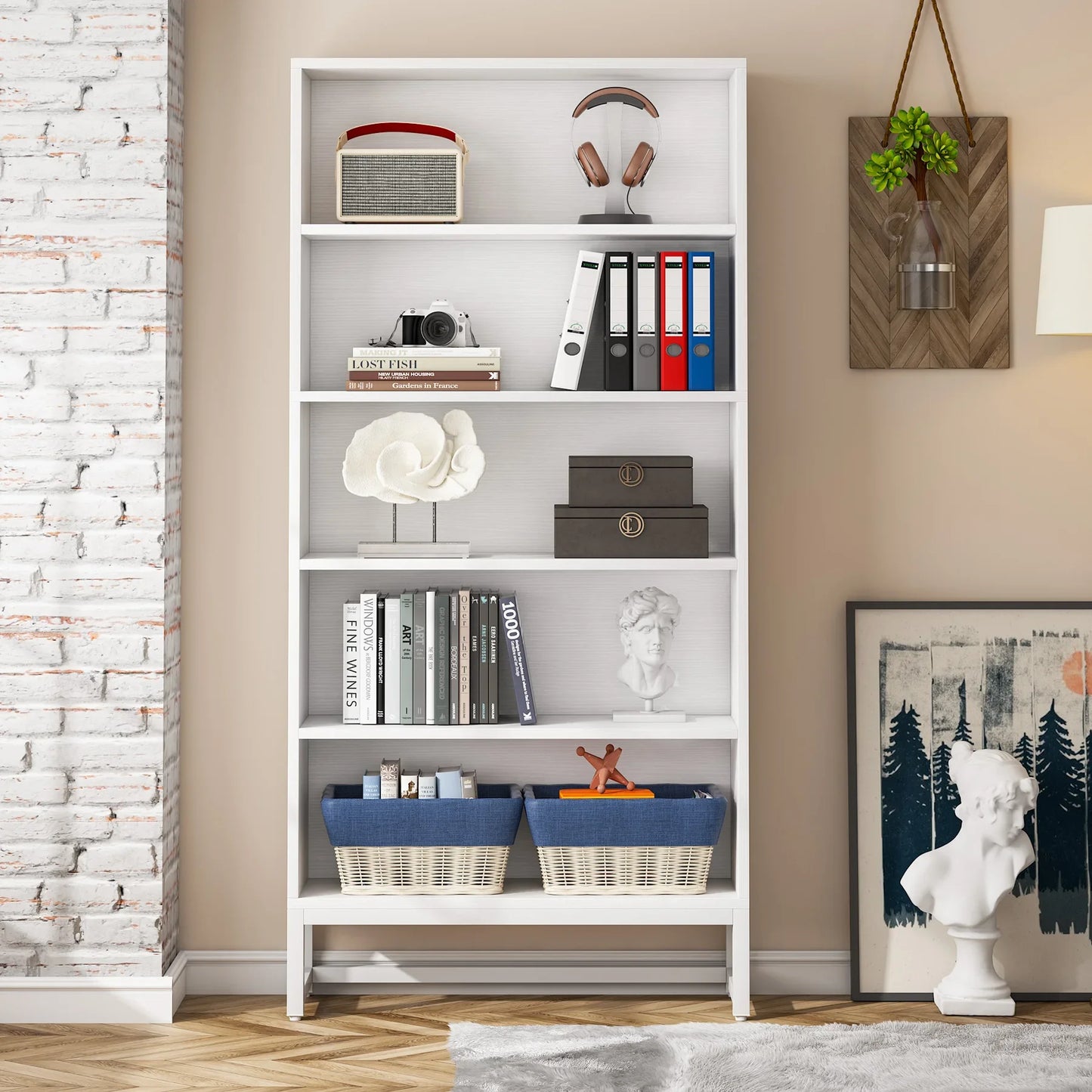 Tall Bookcase Black Bookshelf, 70.8” Large Bookcases Organizer, Heavy Duty Library Bookcase